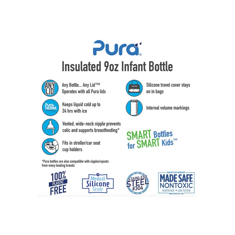Pura Kiki Insulated Infant Bottle 260ml - Rose V2