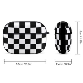 YouTary Black White Race Checkered Flag Pattern Compatible with Airpods Pro Case Cover with Keychain Headphone Cover Unisex Shockproof Protective Wireless Charging Headset Accessories