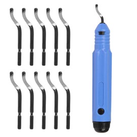 JUUPINE Manual deburrer (with 10 replacement blades) with 360° rotating blade head, suitable for wood, clay, plastic (can be used for 3D printing), metal, stainless steel