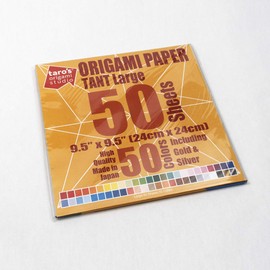 [Taro's Origami Studio] TANT Large 10 Inch Double Sided 50 Colors 50 Sheets Square Easy Fold Premium Japanese Paper for Origami Artist from Beginner to Expert (Made in Japan)