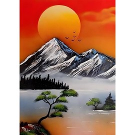 Lxmsja Sunrise Mountains Diamond Painting Kits for Adults, DIY 5D Full Round Drill Diamond Art Kit, Gem Art Kits, Home Wall Decor 12x16Inch