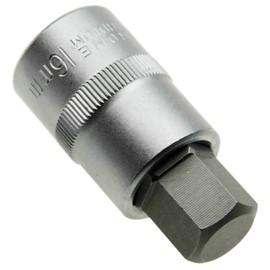 16 mm hexagon socket (hexagonal/hexagonal) socket wrench sockets for inner hexagonal screws/socket wrench insert screwdriver insert 1/2 inch (12.5 mm) drive Cr-V (S2) length 55 mm