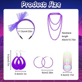 80s Fancy Dress for Women,Neon Accessories for Women with Necklace,Earring,Heart-Shaped Glasses,Lace Bow Headband,Fishnet Gloves,Leg Warmers,Tutu Skirt,for Retro Theme Party