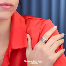 Paz Creations 925 Sterling Silver Criss Cross Statement Ring For Women, Artisan Handcrafted Designer with 1 Year Warranty, Silver Plated, Size 6