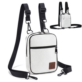 2-Zips Crossbody Bag Sling Purses Trendy,Convertible Multi Position Fanny Back Pack Cross Body Bag for Women/Men, A1-white, Small, Fanny Packs Crossbody Bags With 2-way Zip for Women