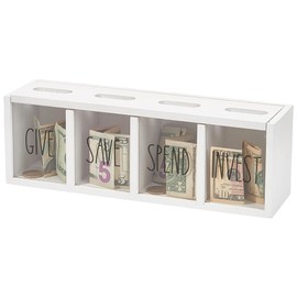 UNICRAFTALE 4-Slot Wooden Money Saving Box Wall Mounted Savings Bank