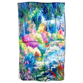 Plum Feathers Super Soft Silk Blend Art Shawl Scarf Van Gogh Monet Klimt Inspired Scarfs for Women House Edge of Colorful Forest