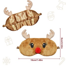 Christmas Reindeer Sleeping Mask, 3D Cute Soft Plush Sleeping Mask, Cartoon Eye Mask, Funny, Kids Sleeping Mask, Reindeer Sleeping Mask, Christmas for Night Nap Travel, Children, Girls, Women (B)