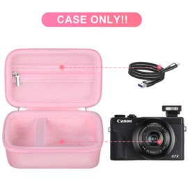 BOVKE Camera Case for Canon PowerShot G7X Mark III / G7 X Mark II Digital 4K Vlogging Camera, Canon Live Streaming Video Camera Travel Case with Mesh Pocket for USB Cables and Extra Batteries, Pink