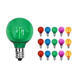 CHYParty Multicolor G40 LED Replacement Light Bulbs, Clear Colored LED Christmas String Light Bulbs, Shatterproof LED Globe Bulbs, E12 Candelabra Base for Christmas, Thanksgiving, Patio Lights Décor