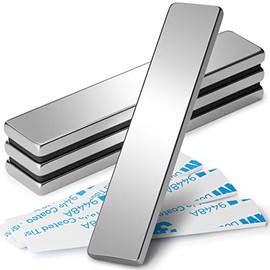 FINDMAG 4 Pack Magnets bar, Rare Earth Magnet Heavy Duty, Strong Neodymium Bar Magnets with Double-Sided Adhesive - 60 x 10 x 3mm