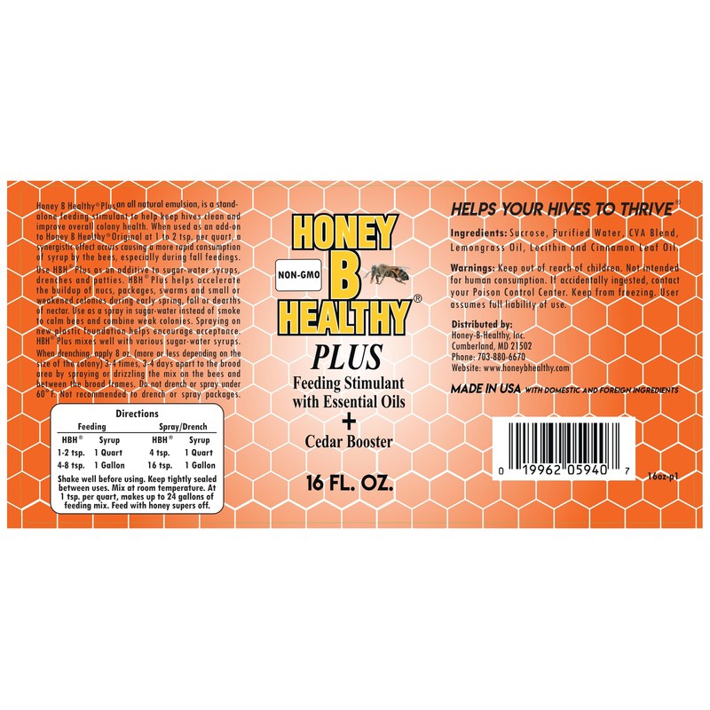 Honey B Healthy Plus 16 oz. Bottle, Feeding Stimulant with