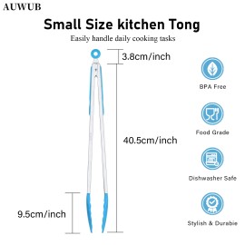 16 Inch Silicone Kitchen Tongs with Stainless Steel Non-Stick Silicone Kitchen Clip and Locking Food Tong Utensilscolor: Blue, size: 16 inch