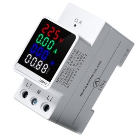 Ailao Electricity Meter, DIN Rail, Electricity Meter, Single Phase LCD Current Meter, Digital Energy Cost Meter, Calibrated, AC 80-270 V Current 0-100 A, for Monitoring Electricity