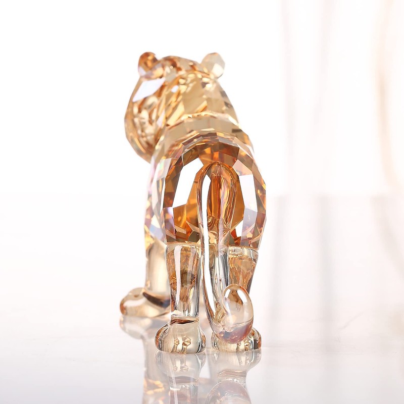 DOJOZ Crystal Tiger Figurine Animals Craft Home Decor Ornaments Collectible