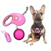 #FunnyFurGrace Pink Dog Walking Set: Harness, 16ft Leash, Pup Bag,