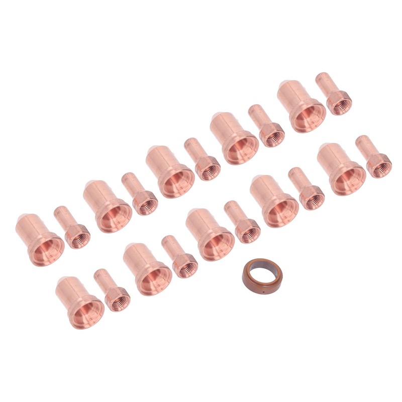 21Pcs Electrode Nozzle Set Brass 1.3mm Dia Nozzles Plasma Cutting