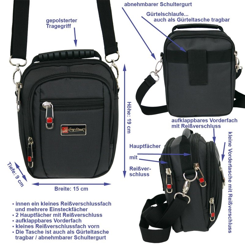 BS Bs Men's Shoulder Bag Black, black, Men's bag