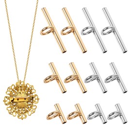 Aysatogc 12Pcs Brooch to Pendant Converters, 3 Sizes Brass Pin to Pendant Converters Pin Necklace Adapter Brooch Converter for Changing Brooches Pins to Pendants (Gold & Silver, 8 mm, 13 mm, 20 mm)