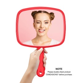 PROTECLE Large Hand Mirror, Salon Barber Hairdressing Handheld Mirror with Handle (Square Red 10.3"x7.4")
