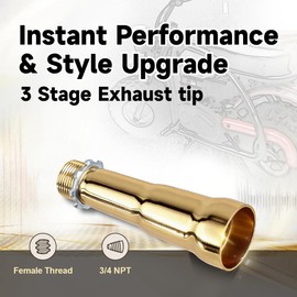 3 Stage Exhaust tip 3/4 NPT Golden For exhaust pipe with female thread,For Predator 196cc 212cc Honda GX160 GX200 Go Kart Mini Bikes,For Coleman CT200U-EX BT200x ct100u/cc100x Mini Bike