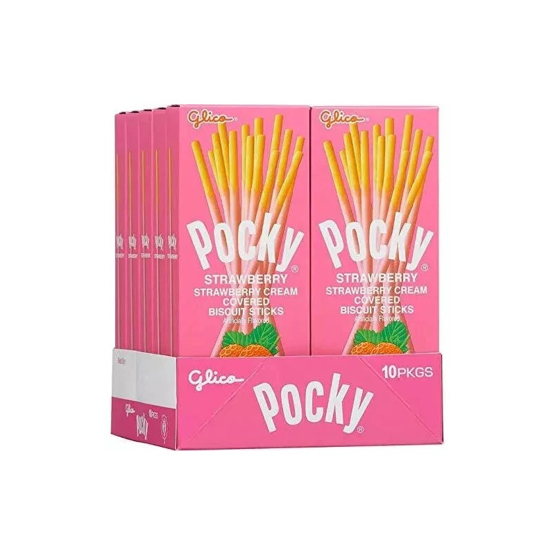 Sticks 3 PACK - Pocky Strawberry Cream Covered Biscuit Sticks,