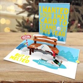 Unhinged 'Melted Snowman' Pop Up 3D Christmas Card for Him & Her Festive Xmas Card Funny Card Silly Humourous Joke Card Unique Surprise