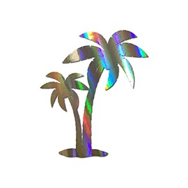 Darknalia | Palm Tree Beach Vibes Car Window Decal Sticker | 5" X 3" | Silver Holographic