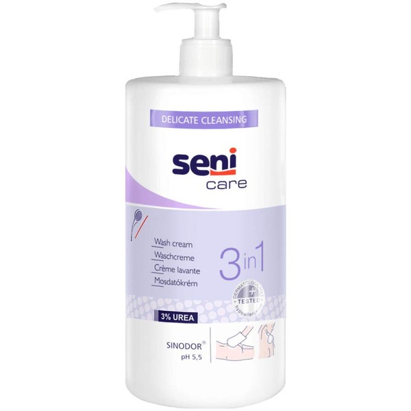 Seni 13231 Care Waschcreme 3 in 1 mit 3% UREA 1000 ml Pumpfglasche