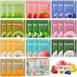 Aottom 30pcs Face Masks Skincare, Bulk Facial Masks for Women Skin Care, Sheet Masks with Natural Ingredients, Gifts Set for Face Spa, Birthday Party 