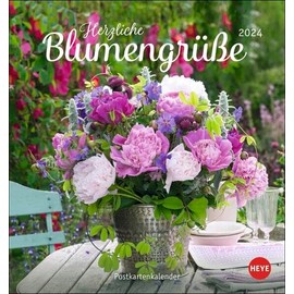 Flower Greetings Postcard Calendar 2024 Small Calendar with 12 Dreamlike Photos of Bouquets and Blossoms. Stand Up or Hang. Flower Calendar 2024 with Postcards.