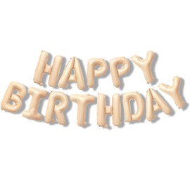 La Kissa Birthday Decoration, Birthday Decoration, Boys, Girls, Dull Color, Happy Birthday 13 Letters, Decoration, Aluminum, Balloons, Banner (HAPPY BIRTHDAY, Beige)