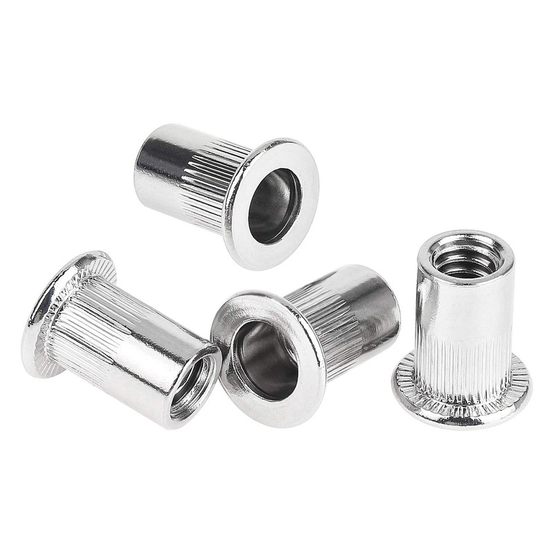 Powlankou 150 Pieces 1/4"-20 Stainless Steel Rivet Nuts Flat Head
