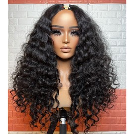 RHEANNA V Part Wig Human Hair Curly 180 Density No Leave Out Vpartwig Curly Human Hair V Shape Wig Brazilian Remy Hair Upgrade U Part Wigs For Black Women 24inch