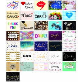 Clever Pool Thank You Cards Set of 36 - Postcard Set to Say Thank You - Greeting Cards as Thank You Card for All Occasions - Thank You Cards Set - High Quality - Beautiful Colours - DIN A6