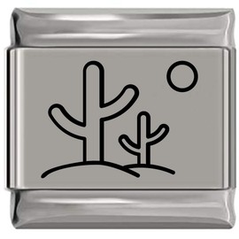 NewCharms Desert Cactus Laser Engraved Italian Charm (9mm Standard Size)