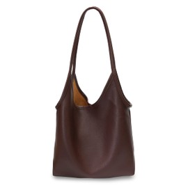 VVingSong Soft Vegan Tote Bag for Women, Slouchy Vegan Leather Hobo bag, Purse Wallet, Shoulder Bag Handbag for life, Minimalist Work Tote Bag, Birthday Gift for Girl (Coffee)