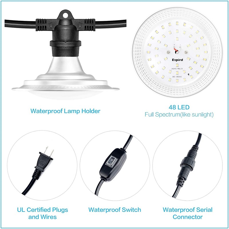 Espird 6-Light LED Grow Light Plant Growing Lamps with Timer,