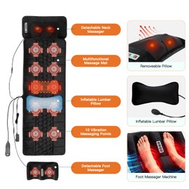 Roomark Full Body Massage Mat with Movable Neck Massager or Back Massager with Heat,Heated Massage Chair Pad Gifts for Mom,Dad,Women