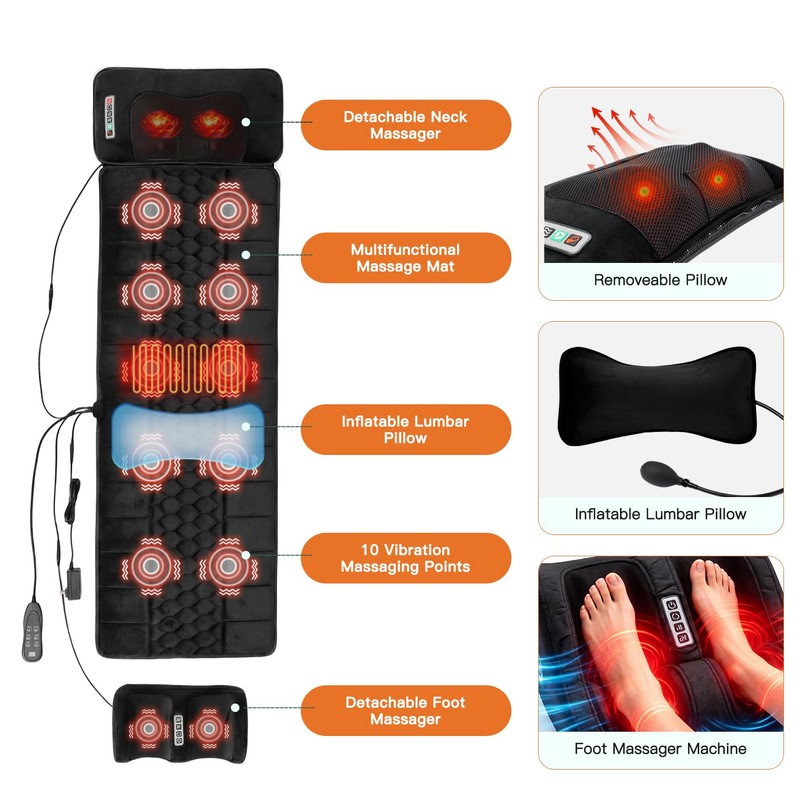 Roomark Full Body Massage Mat with Movable Neck Massager or
