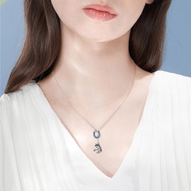 URONE Horse Necklace Sterling Silver Horseshoe Turquoise Pendant Animal Western Jewellery for Women Horse Lover