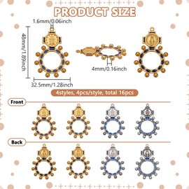 FINGERINSPIRE 16Pcs Finger Rosary Ring Catholic for Baptism 4 Colors Tibetan Style Alloy Pendants Round with Pattern for Prayer, Gifts, and Religion Jewelry for Catholics and Christians