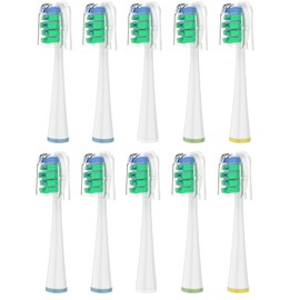 Replacement Brush Heads for 2023 Waterpik Sensonic Toothbrush, with Covers, Compact, White, 10 Count