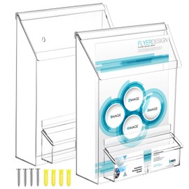 Barydat 2 Pieces Outdoor Brochure Holder with Business Card Holder Waterproof Wall Mount Literature Box Pamphlet Box Acrylic Brochure Organizer for Pamphlet Map Menu 8.75x11.75x2.25 Inch