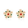 Kercisbeauty Christmas Snowflake Gold Earrings Rhinestones Crystal Studs Gemstones Jewelry
