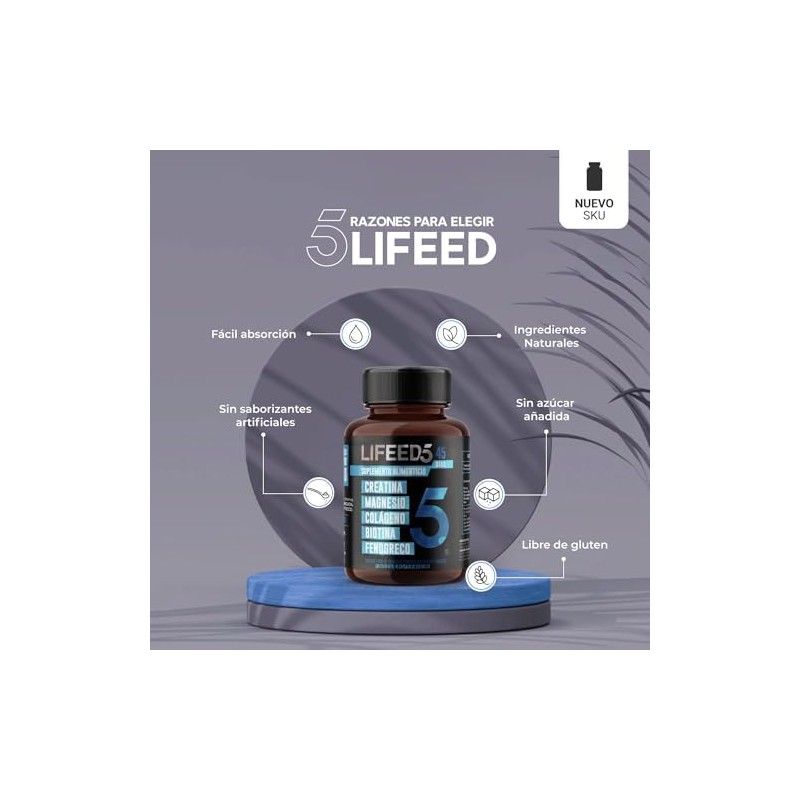 LIFEED5 Men Vitaminas para Hombre con Creatina 45 cápsulas519mg pporción