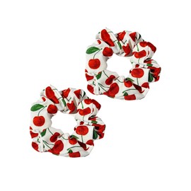 Cherry Bow Hair Clips Fruit Cherries Bowknot Scarf Cherry Print Hair Scarves Bow BBW08 (Set-B)