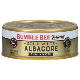 Bumble Bee Prime Solid White Albacore Tuna in Water, 5 oz Can - Premium Wild Caught Tuna - 32g Protein per Serving - Non-GMO Project Verified, Gluten Free, Kosher