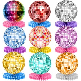 Disco Theme Honeycomb Centrepieces Disco Ball Centerpieces for Party, Birthday Party Decorations Disco Ball Table Decor for Music Theme Party Table Centerpiece, 70s 80s 90s Disco Party Decorations