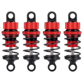 MORFUM Aluminum RC Front & Rear Oil Filled Shock Absorber 50mm/52mm Adjustable Damper Set Compatible with Tamiya M03 M04 M05 M06 1:10 On Road Car Upgrades Replace Parts (Red, 52mm)